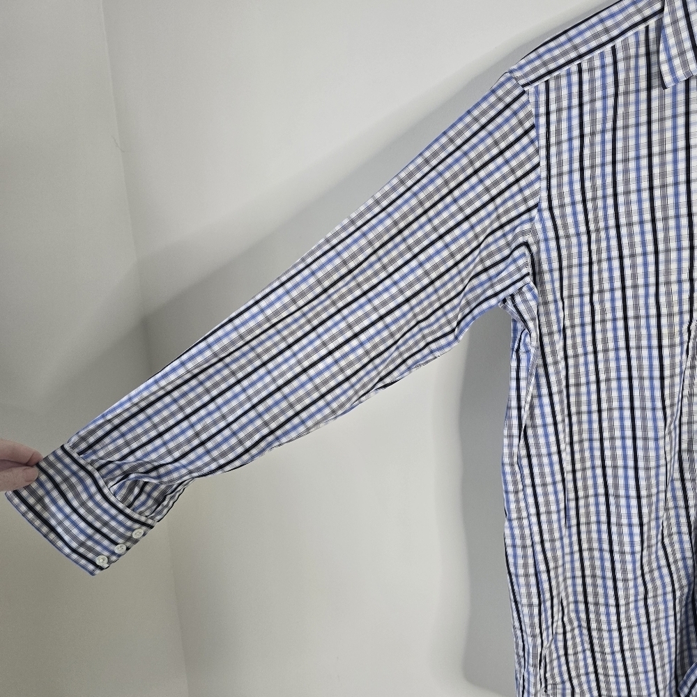 NWT Turnbull & Asser Long Sleeve Button Down Shirt 15.5 Blue/Gray Check Plaid - Picture 5 of 12